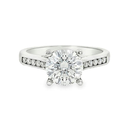KJ5 Platinum Half Channel Set Round Diamond Engagement Ring Mounting