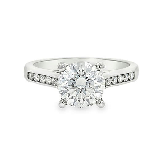 KJ5 Platinum Half Channel Set Round Diamond Engagement Ring Mounting