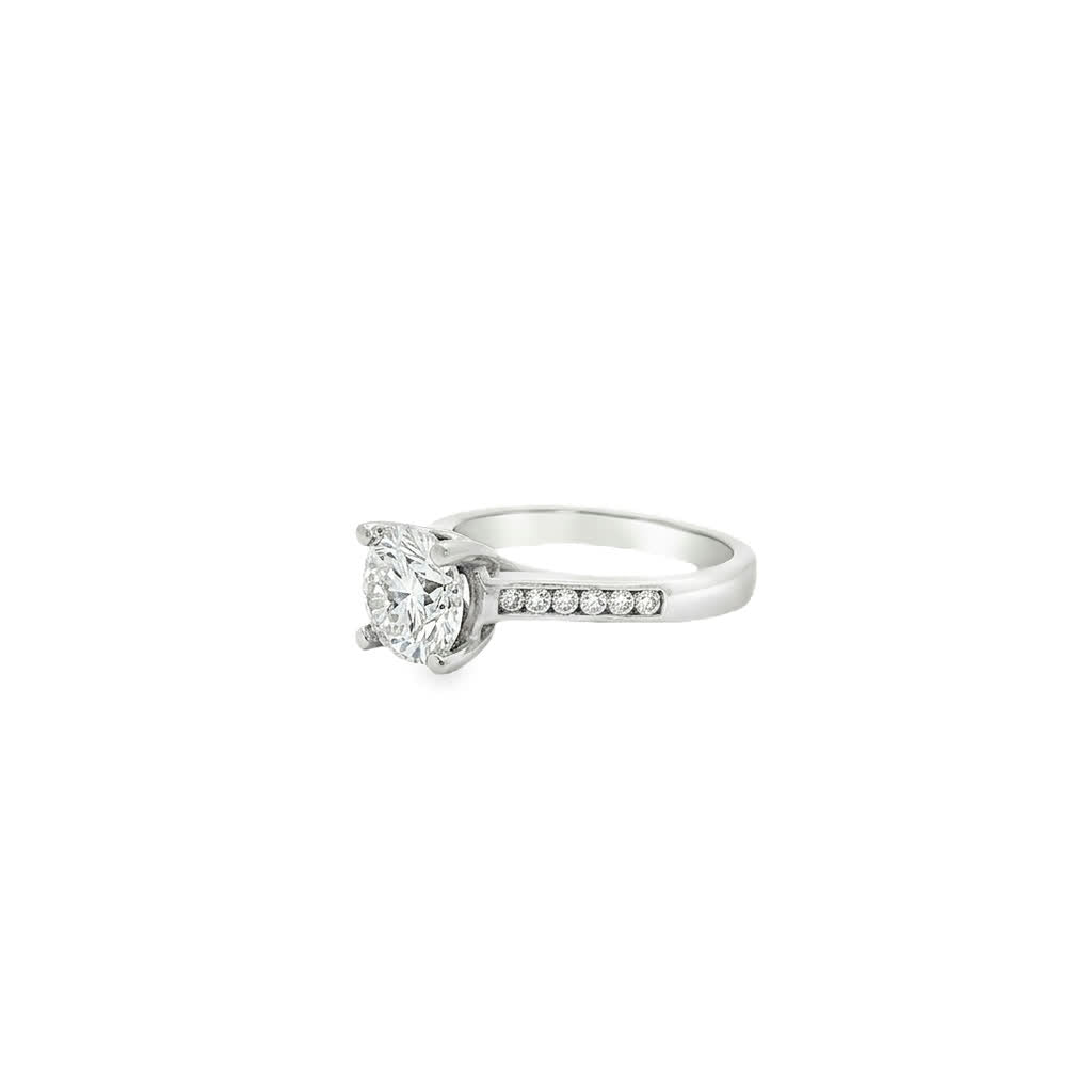 KJ5 Platinum Half Channel Set Round Diamond Engagement Ring Mounting