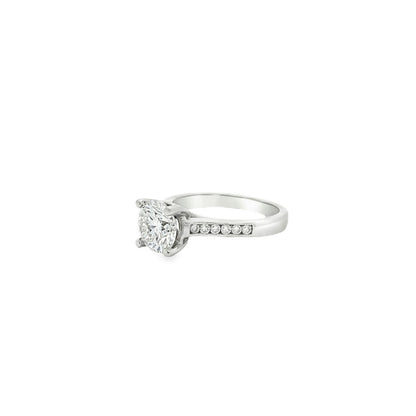 KJ5 Platinum Half Channel Set Round Diamond Engagement Ring Mounting