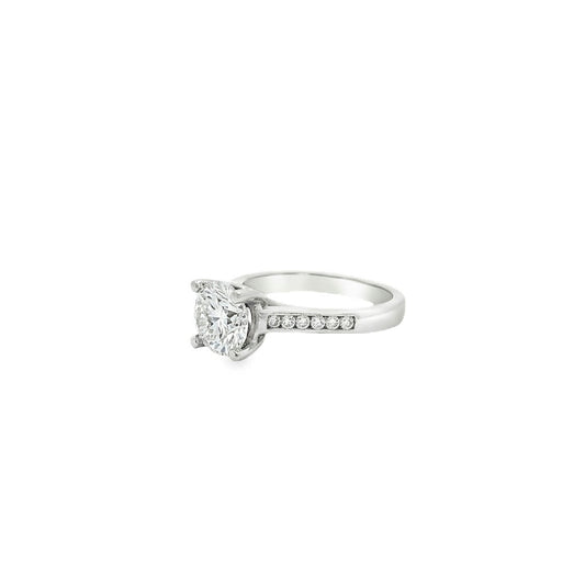 KJ5 Platinum Half Channel Set Round Diamond Engagement Ring Mounting
