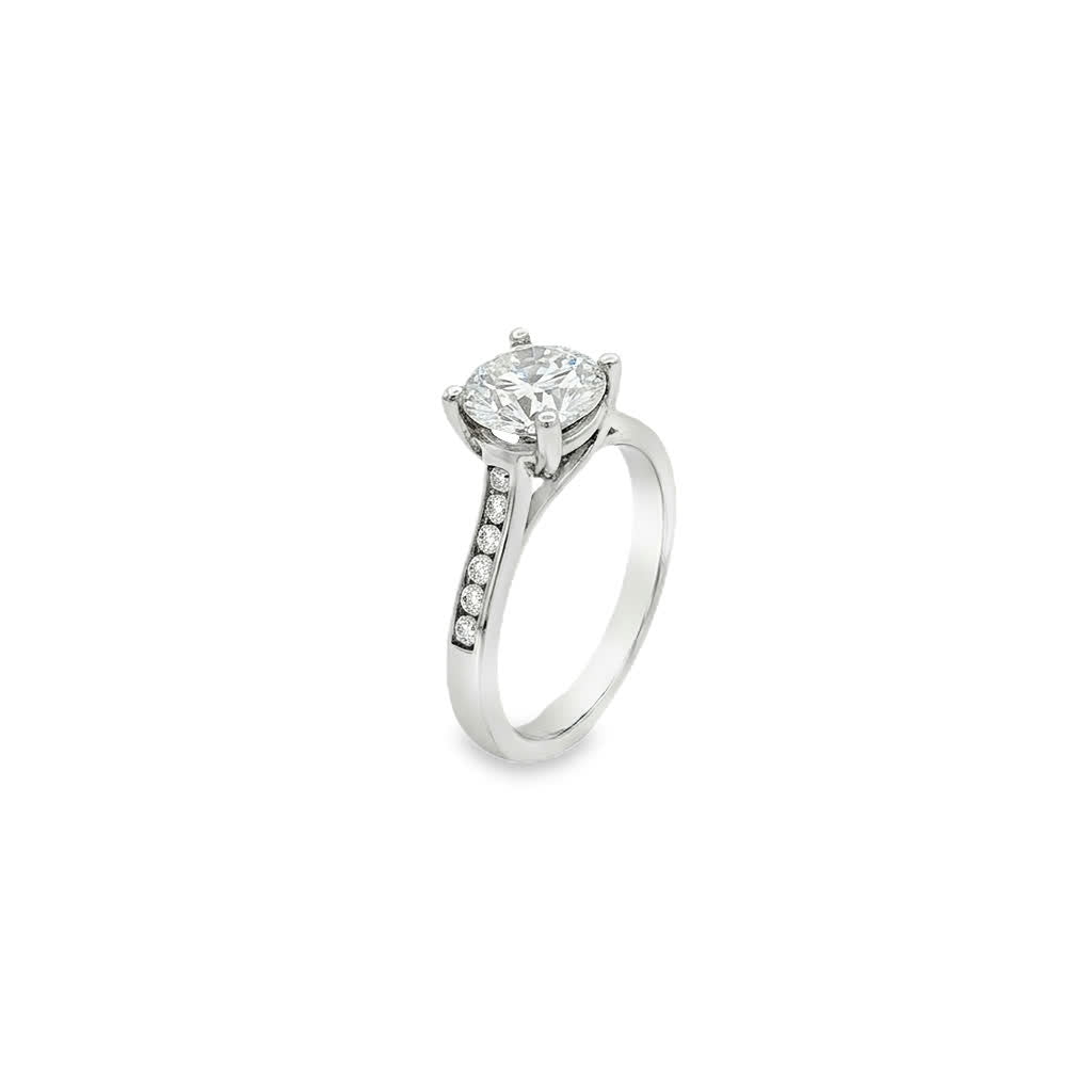 KJ5 Platinum Half Channel Set Round Diamond Engagement Ring Mounting