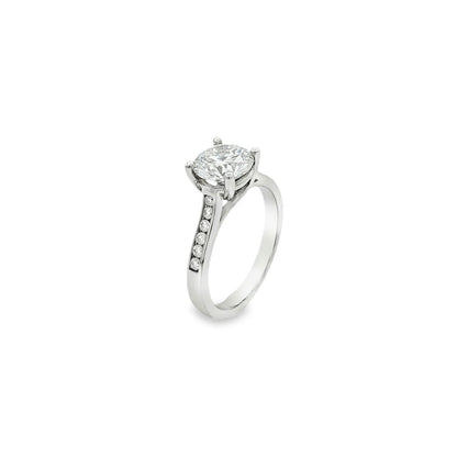 KJ5 Platinum Half Channel Set Round Diamond Engagement Ring Mounting
