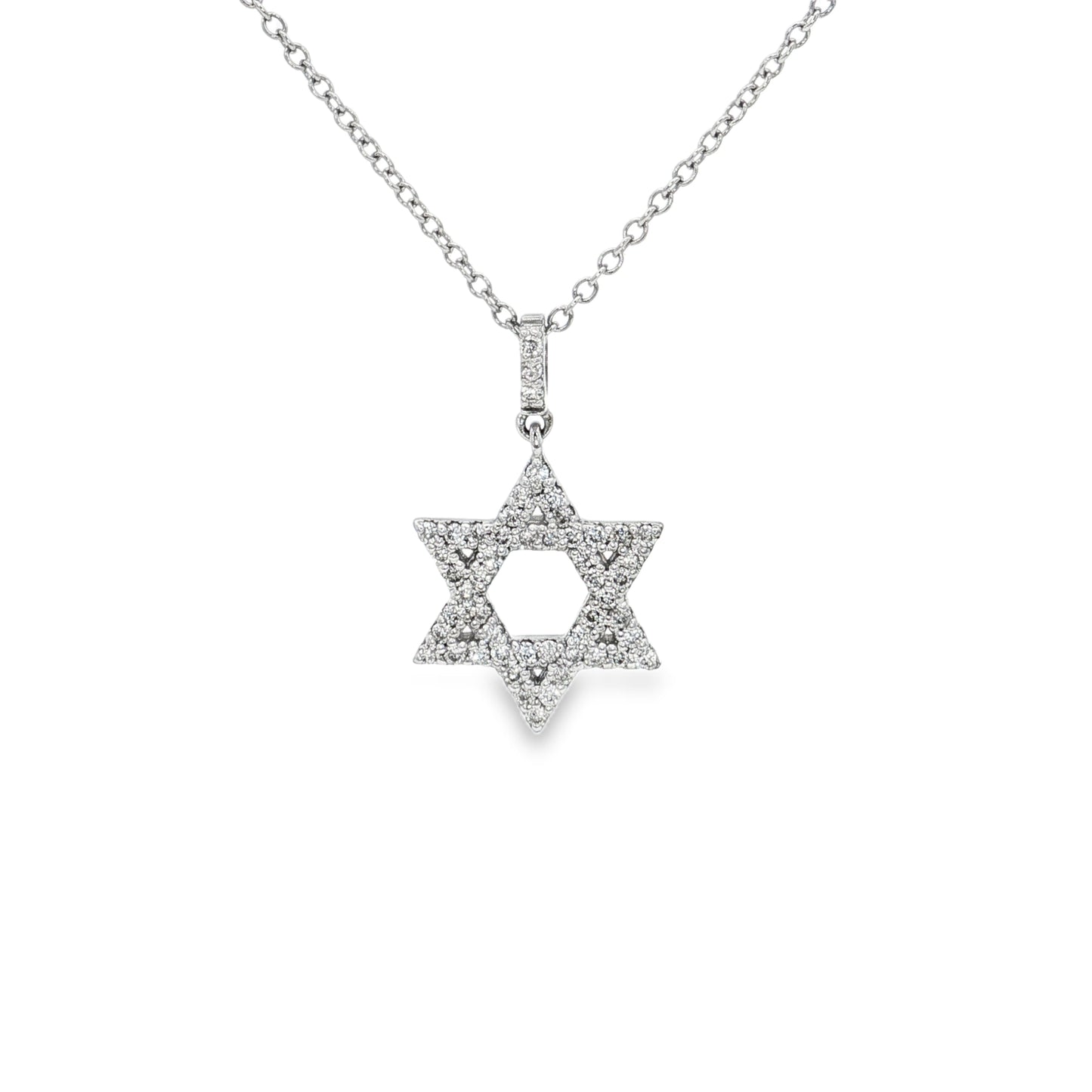 King Jewelers 14K White Gold 0.25ct Diamond Star of David Pendant Necklace