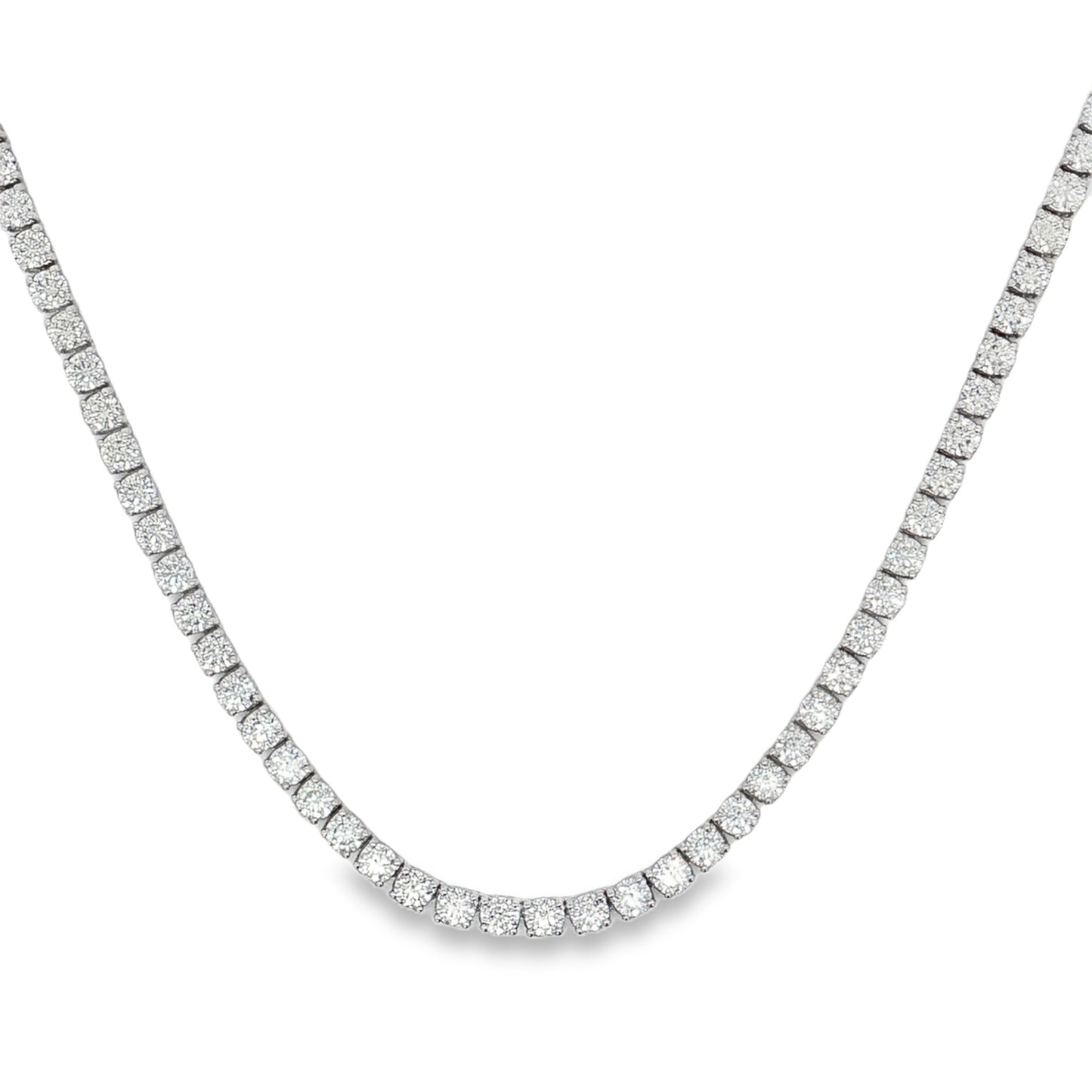 King Jewelers 18K White Gold 20.58ct Diamond Tennis Necklace
