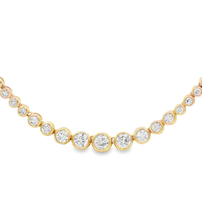 King Jewelers 14K Yellow Gold 5.90ct Bezel Diamond Tennis Necklace