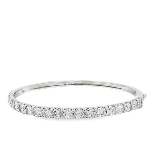 King Jewelers 14K White Gold 6.20ct Diamond Bangle Bracelet