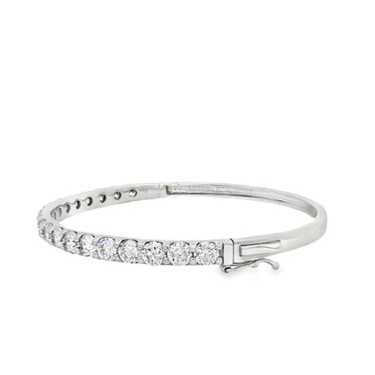 King Jewelers 14K White Gold 6.20ct Diamond Bangle Bracelet