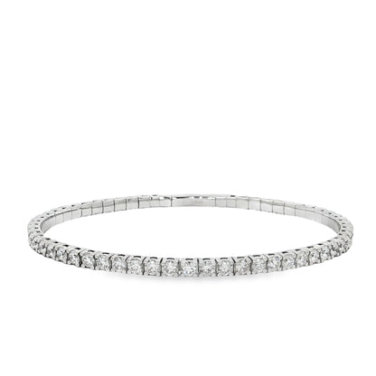 King Jewelers 3.80ct Diamond Bangle Bracelet 14K White Gold