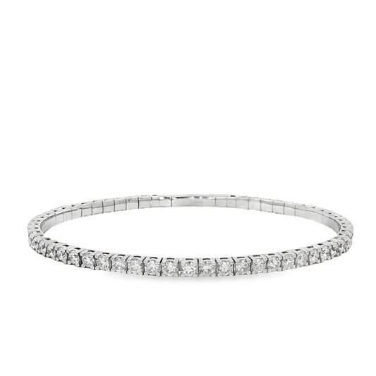 King Jewelers 3.80ct Diamond Bangle Bracelet 14K White Gold