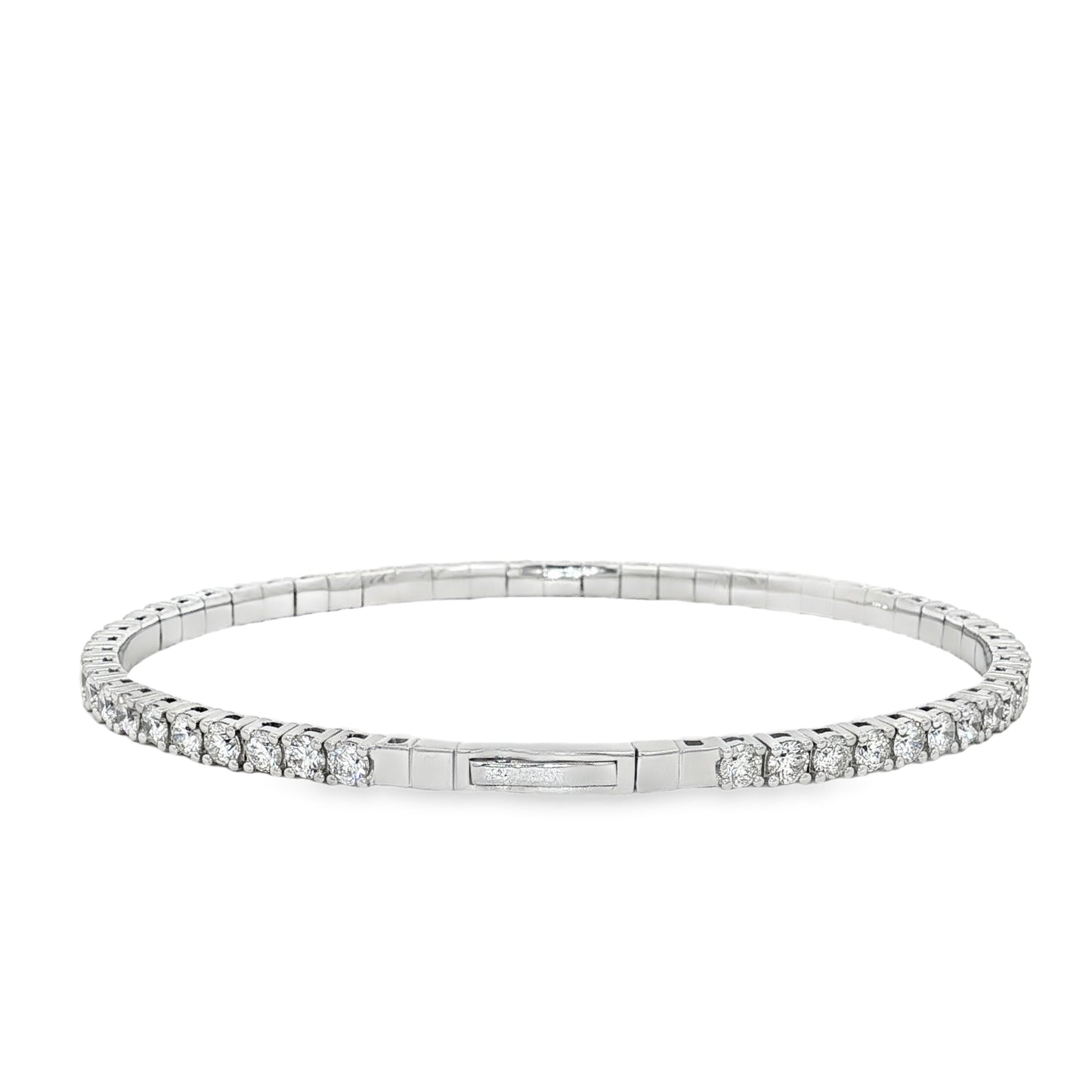 King Jewelers 3.80ct Diamond Bangle Bracelet 14K White Gold
