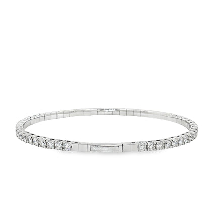 King Jewelers 3.80ct Diamond Bangle Bracelet 14K White Gold