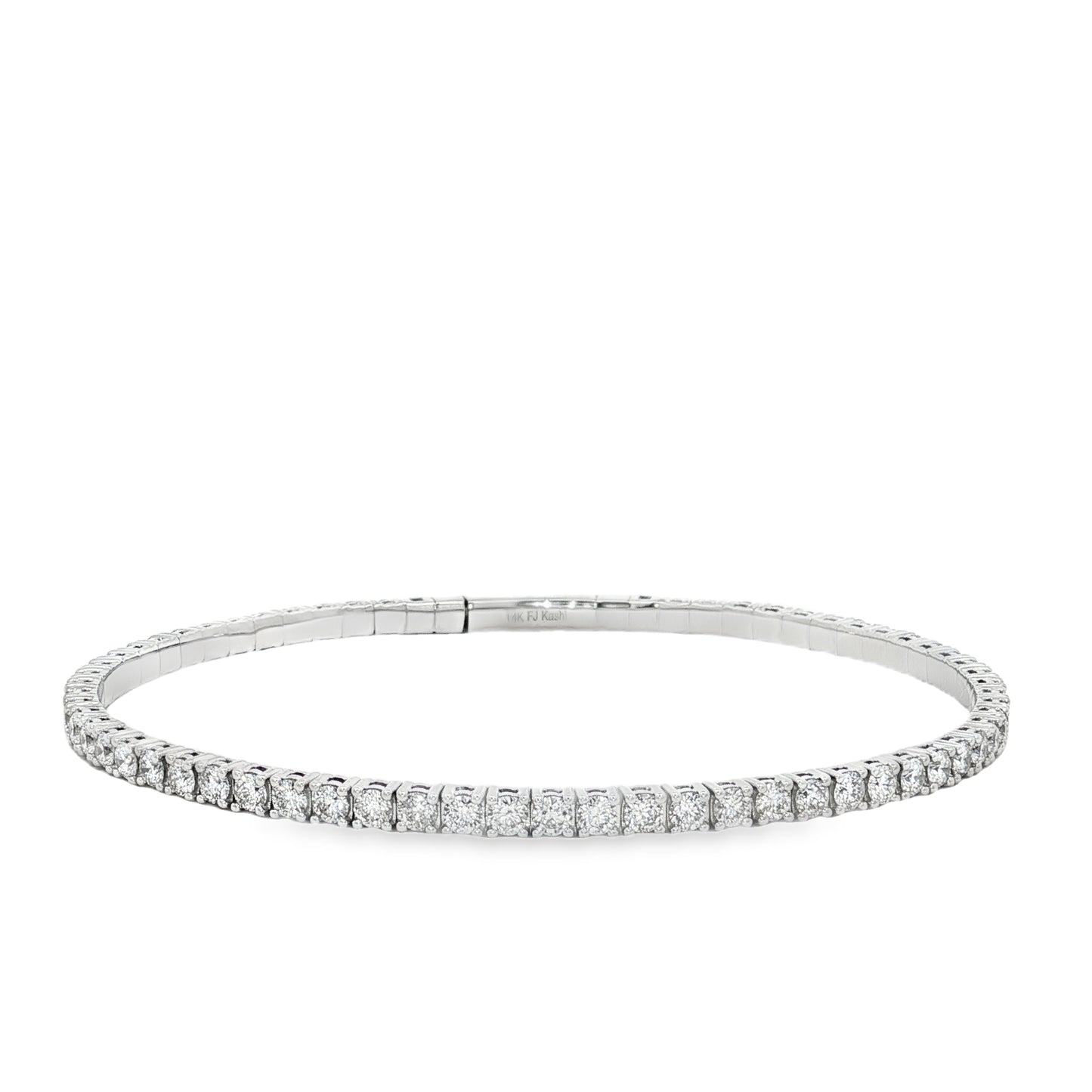 King Jewelers 3 Carat Diamond Bangle Bracelet 14K White Gold
