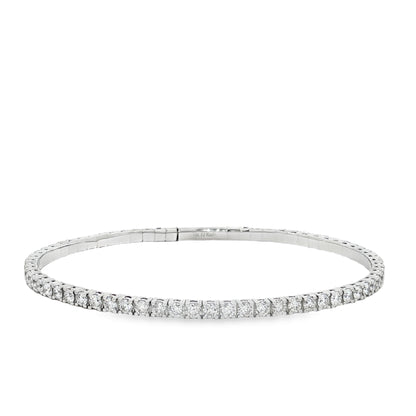 King Jewelers 3 Carat Diamond Bangle Bracelet 14K White Gold