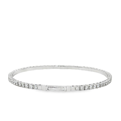 King Jewelers 3 Carat Diamond Bangle Bracelet 14K White Gold