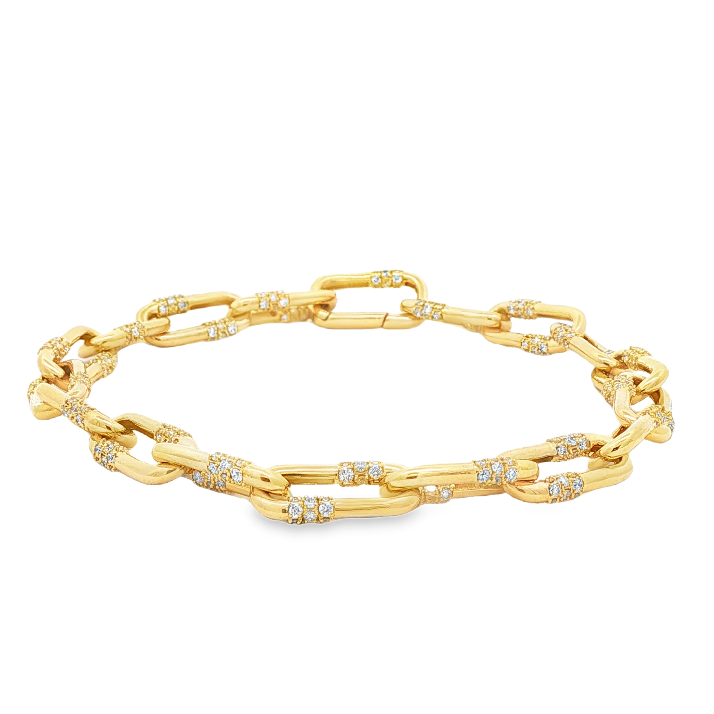 King Jewelers 14K Yellow Gold Diamond Link Bracelet