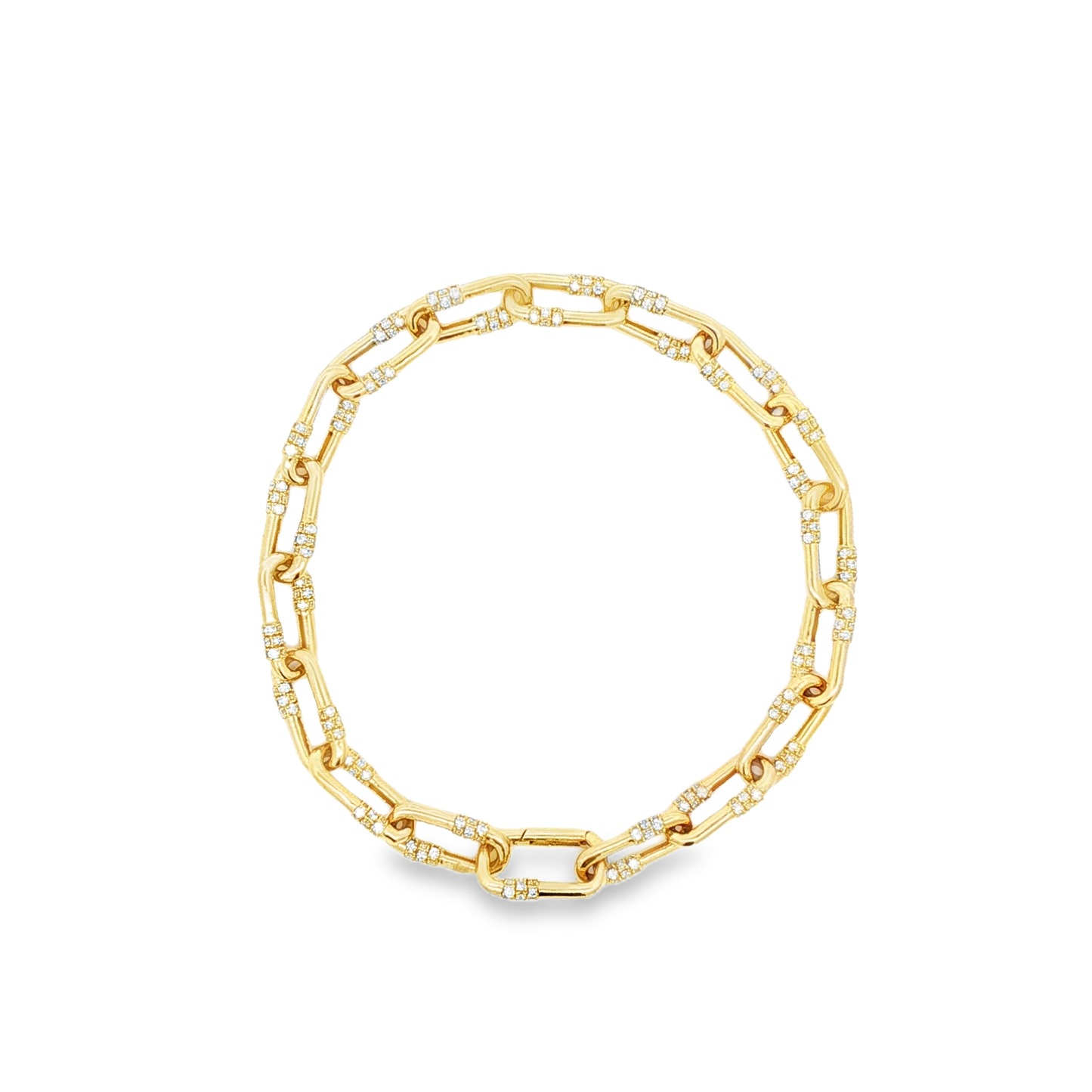King Jewelers 14K Yellow Gold Diamond Link Bracelet