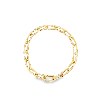 King Jewelers 14K Yellow Gold Diamond Link Bracelet