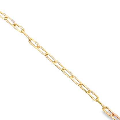 King Jewelers 14K Yellow Gold Diamond Link Bracelet