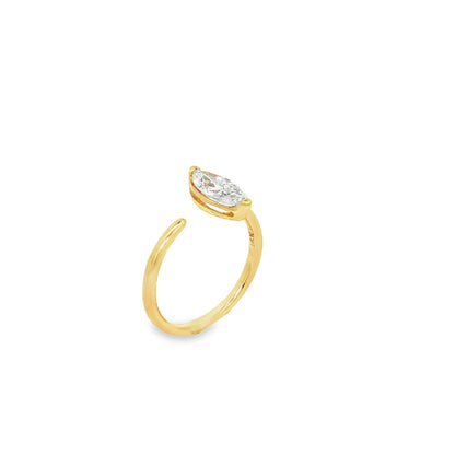 KJ5 14K Yellow Gold GIA Certified Marquise Diamond Solitaire Open Engagement Ring