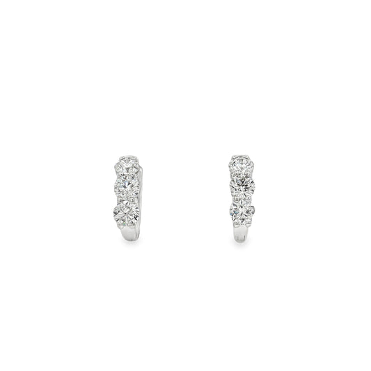 King Jewelers 14K White Gold 1.54ct Diamond Hoop Earrings