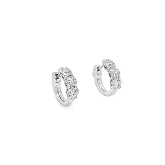 King Jewelers 14K White Gold 1.54ct Diamond Hoop Earrings