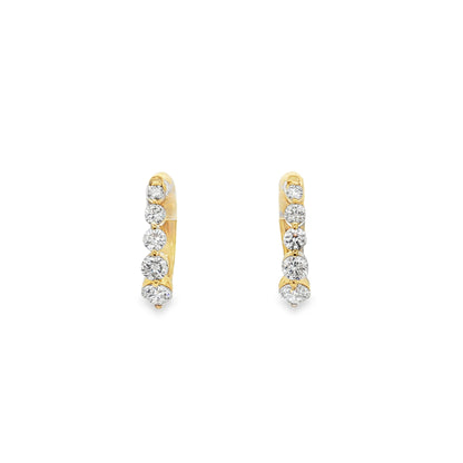 King Jewelers 14K Yellow Gold 1.10ct Graduated Diamond Hoop Earrings