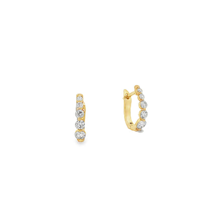 King Jewelers 14K Yellow Gold 0.51ct Graduated Diamond Hoop Earrings