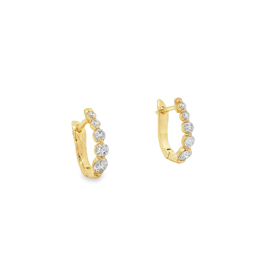 King Jewelers 14K Yellow Gold 0.51ct Graduated Diamond Hoop Earrings