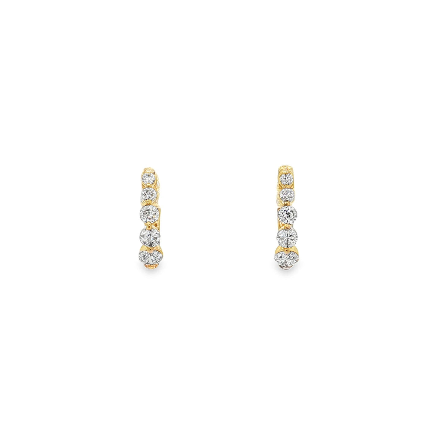 King Jewelers 14K Yellow Gold 0.51ct Graduated Diamond Hoop Earrings