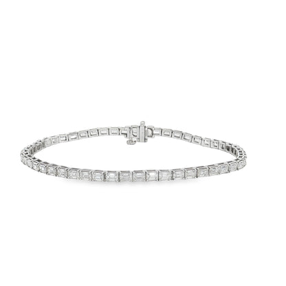 Ella Rose 5.24ct Lab-Grown Diamond Emerald-Cut Tennis Bracelet 14K White Gold