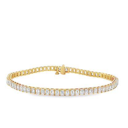 Ella Rose 7.11ct Lab-Grown Diamond Emerald-Cut Tennis Bracelet 14K Yellow Gold