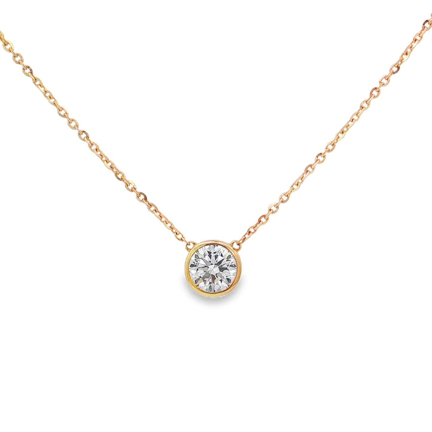 Ella Rose 1.10ct Lab-Grown Diamond Bezel Solitaire Necklace 14K Yellow Gold