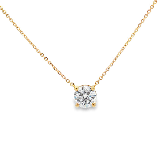 Ella Rose 1.53ct Lab-Grown Diamond Bezel Solitaire Necklace 14K Yellow Gold