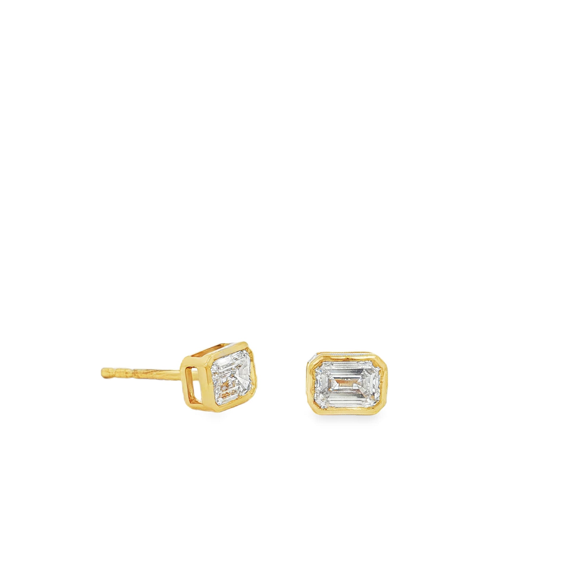 Ella Rose 1.07ct Emerald Cut Lab-Grown Diamond Stud Earrings 14K Yellow Gold