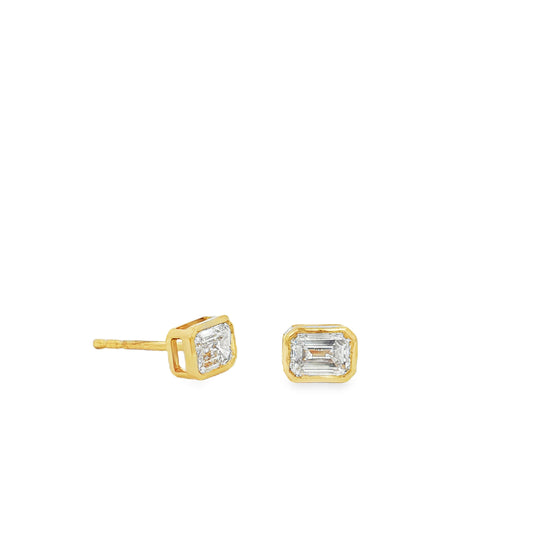Ella Rose 1.07ct Emerald Cut Lab-Grown Diamond Stud Earrings 14K Yellow Gold