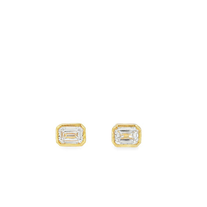 Ella Rose 1.07ct Emerald Cut Lab-Grown Diamond Stud Earrings 14K Yellow Gold