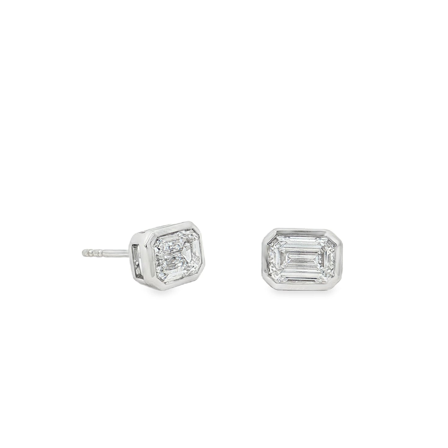 Ella Rose 2.08ct Emerald Cut Lab-Grown Diamond Stud Earrings 14K White Gold
