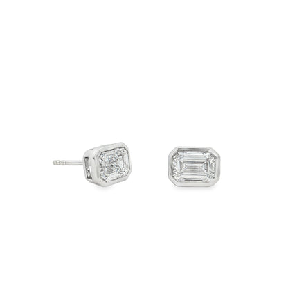 Ella Rose 2.08ct Emerald Cut Lab-Grown Diamond Stud Earrings 14K White Gold