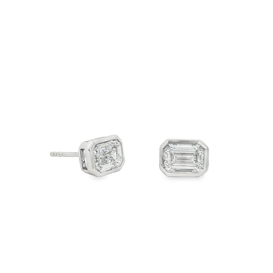 Ella Rose 2.08ct Emerald Cut Lab-Grown Diamond Stud Earrings 14K White Gold