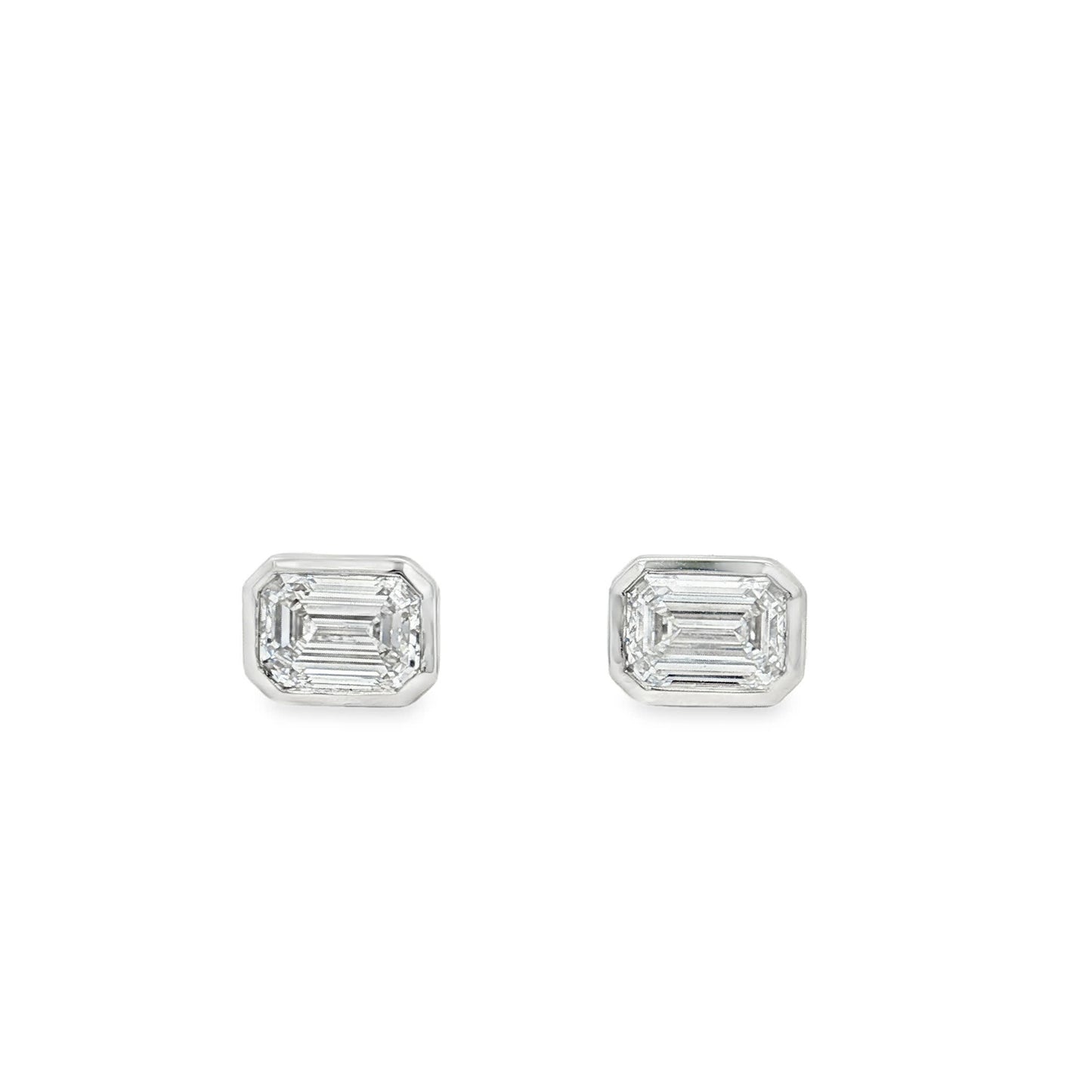 Ella Rose 2.08ct Emerald Cut Lab-Grown Diamond Stud Earrings 14K White Gold