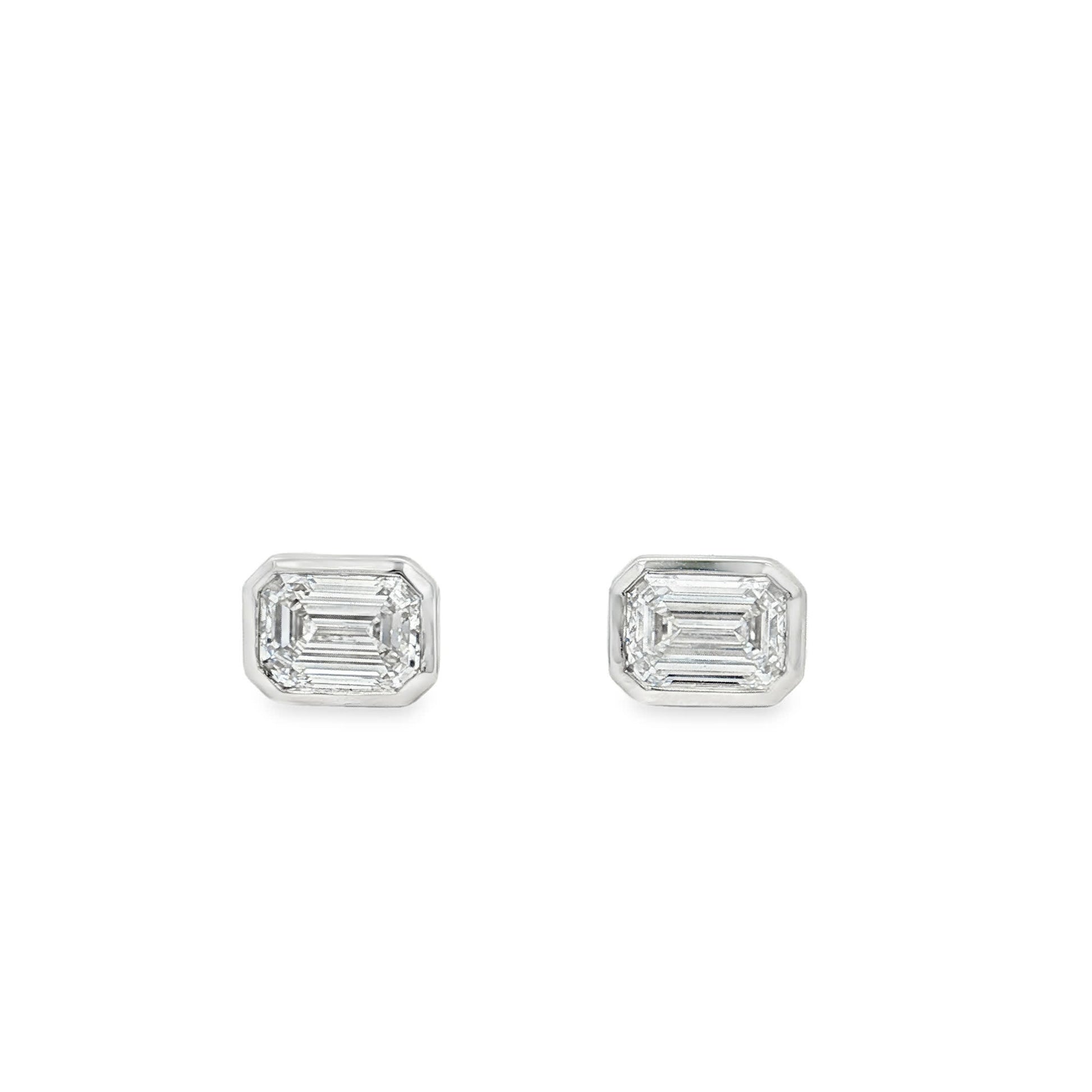 Ella Rose 2.08ct Emerald Cut Lab-Grown Diamond Stud Earrings 14K White Gold
