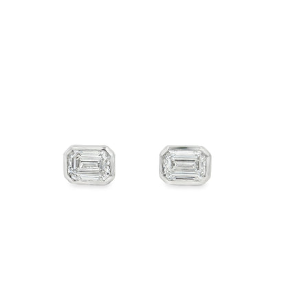 Ella Rose 2.08ct Emerald Cut Lab-Grown Diamond Stud Earrings 14K White Gold