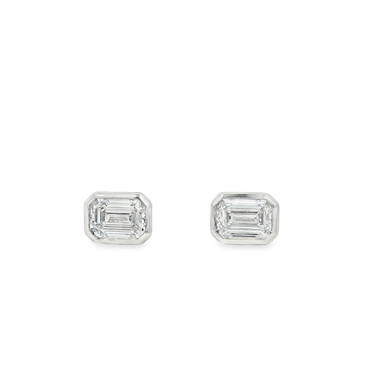 Ella Rose 2.08ct Emerald Cut Lab-Grown Diamond Stud Earrings 14K White Gold