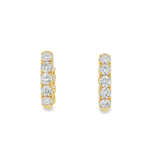 Ella Rose 2.50ct Lab-Grown Diamond Hoop Earrings 14K Yellow Gold