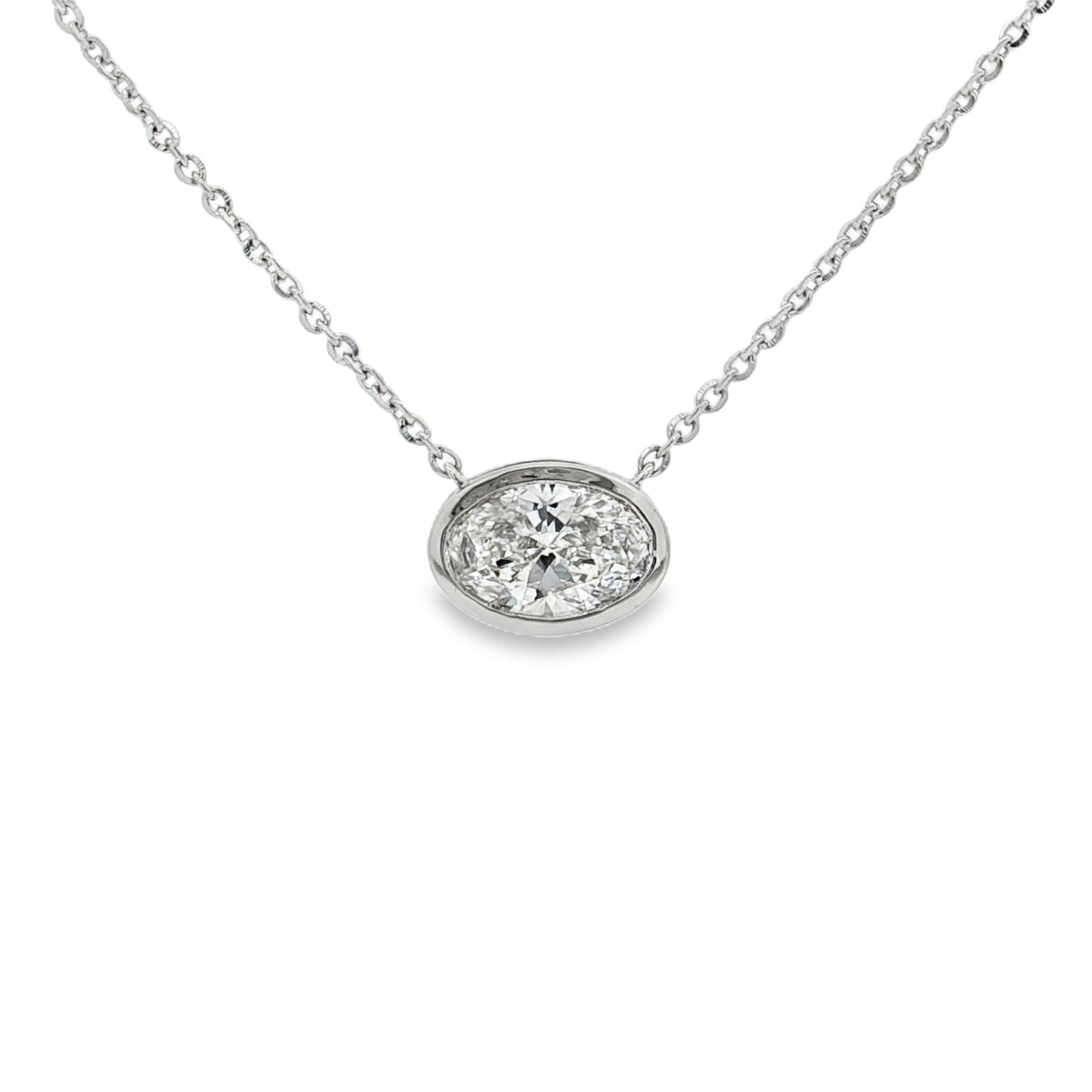 Ella Rose 1.50ct Oval Cut Lab-Grown Diamond Pendant 14K White Gold