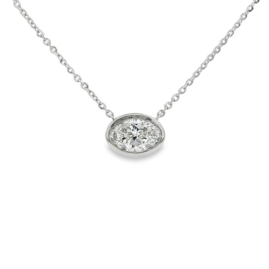 Ella Rose 1.50ct Oval Cut Lab-Grown Diamond Pendant 14K White Gold