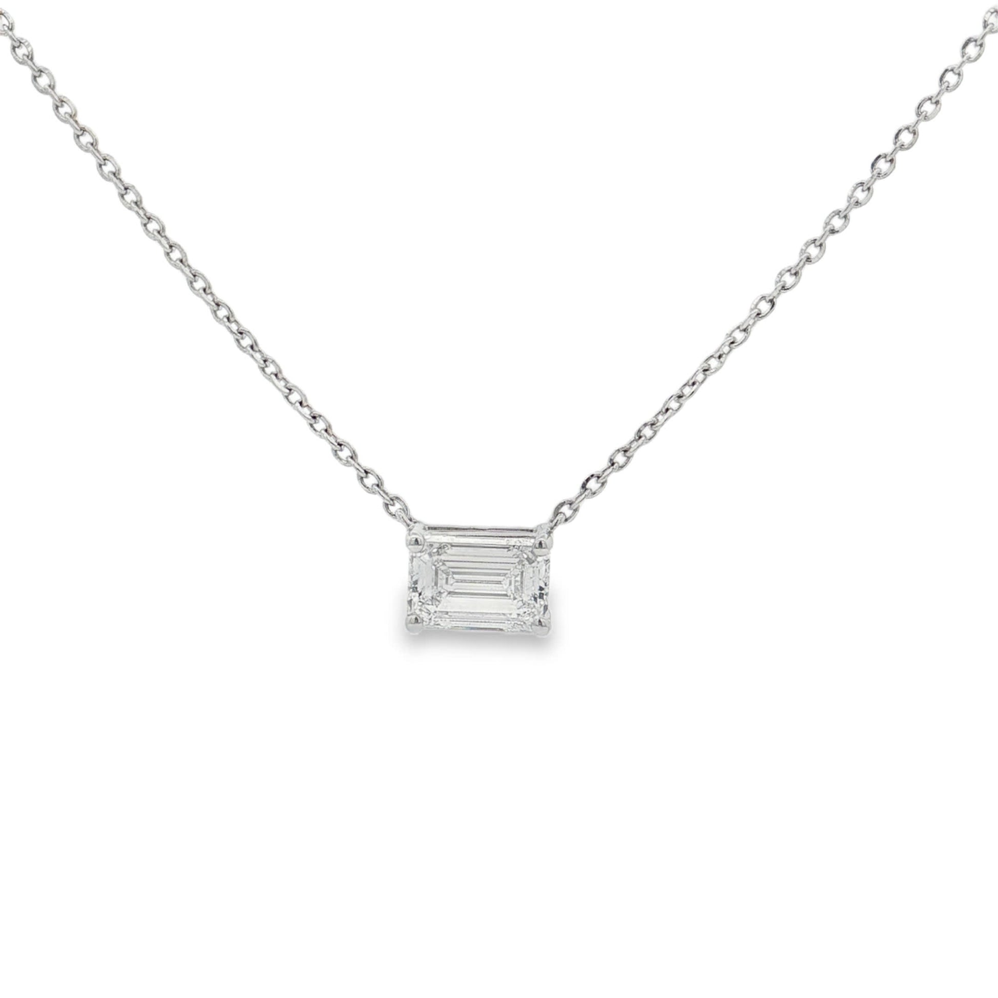 Ella Rose 1.50ct Emerald Cut Lab-Grown Diamond Pendant 14K White Gold