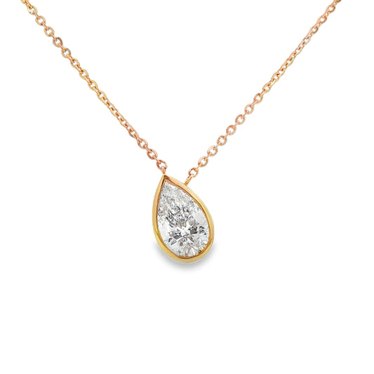Ella Rose 2.01ct Pear Cut Lab-Grown Diamond Pendant 14K Yellow Gold