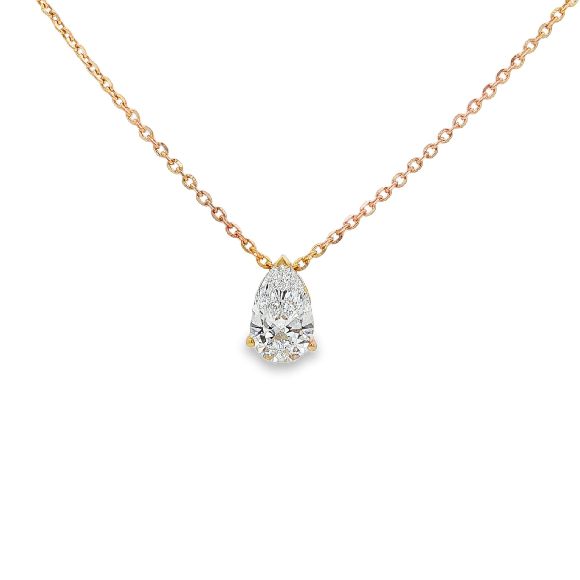 Ella Rose 1.10ct Pear Cut Lab-Grown Diamond Pendant 14K Yellow Gold